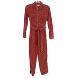 TOPSHOP Ribbed Corduroy Zip Up Front Belted Jumpsuit- Size 2