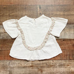 Zara Ivory Gauze with Flower Ruffle Top- Size 12-18M