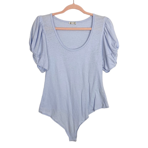 Free People Intimately Light Blue Puff Twist Sleeve Bodysuit- Size XL