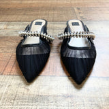 White House Black Market Pearl/Rhinestone Mesh Mules- Size 8.5 (sold out online, Like New Condition)