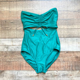 Time and Tru Green Gem Ribbed with Front and Back Cut Outs and Ties Strapless One Piece- Size M (sold out online, see notes)