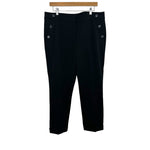 Loft Black with Side Button Details and Roll Hem Cropped Pants NWT- Size 12 (Inseam 26.5”)