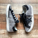 Golden Goose Silver Glitter and Black Suede Super-Star Sneakers- Size 39/US 9 (sold out online)