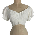 Ces Femme Ivory Linen with Back Tie Cropped Top- Size ~L (see notes)