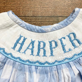 Ann + Reeves Blue Check Smocked Harper Dress- Size 24M (see notes)