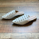 Musshoe White with Silver Studs Mules- Size 8 (Brand New Condition)