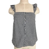 Madewell Black/White Gingham Ruffle Sleeve Top- Size 2