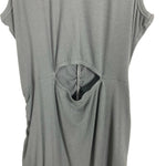 No Brand Pewter Gray Ribbed with Drawstring Ruched Sides and Front Cut Out Bodycon Dress- Size XL