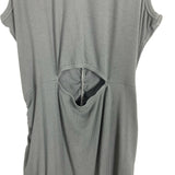 No Brand Pewter Gray Ribbed with Drawstring Ruched Sides and Front Cut Out Bodycon Dress- Size XL