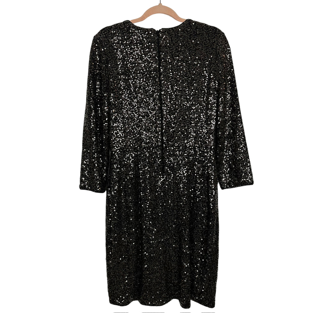 Eliza J Black Sequin Faux Wrap Dress- Size 12 The Saved Collection Eliza J Black Sequin Faux Wrap Dress- Size 12 The Saved Collection