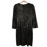 Eliza J Black Sequin Faux Wrap Dress- Size 12