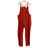No Brand Rust Orange Back Zipper Pocket Jumpsuit- Size ~L (see notes)