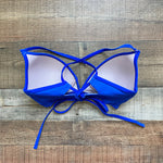 Shade & Shore Blue Ribbed Padded Underwire Bikini Top- Size 36C (see notes)
