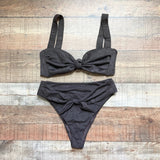 Montce Brown Suede with Front Knot Bikini Top- Size L (we have matching bottoms)