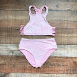 No Brand Pink/Pink and White Striped Reversible Racerback Strappy Bikini Top- Size ~S (we have matching bottoms, see notes)