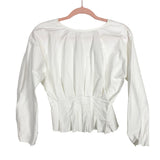 Topshop Boutique White with Pleat Detail at Waist and Gathered Cuffs Top- Size 2 (see notes)