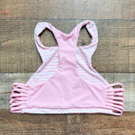 No Brand Pink/Pink and White Striped Reversible Racerback Strappy Bikini Top- Size ~S (we have matching bottoms, see notes)