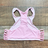 No Brand Pink/Pink and White Striped Reversible Racerback Strappy Bikini Top- Size ~S (we have matching bottoms, see notes)