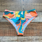Shein Orange/Peach/Aqua/Yellow Pattern Bikini Bottoms NWOT- Size M (we have matching sarong and bikini top)