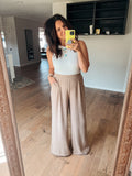 Pink Lily Tan Carrying Your Love Wide Leg Pants- Size XL (Inseam 28”, sold out online)