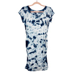 Oh! Mamma Maternity White/Navy Tie Dye T-Shirt Dress- Size S