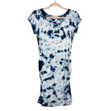 Oh! Mamma Maternity White/Navy Tie Dye T-Shirt Dress- Size S