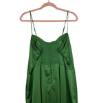 Abercrombie & Fitch Green Satin Smocked Back Front Slit Dress- Size XL (see notes)