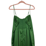 Abercrombie & Fitch Green Satin Smocked Back Front Slit Dress- Size XL (see notes)