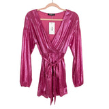 YOINS Pink Metallic Belted Romper NWT- Size 4/6