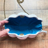 No Brand White Weaved Shell Shaped Hard Case Purse