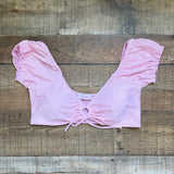 Pink Lily Pink Eyelet Cap Sleeve Padded Bikini Top- Size XL (we have matching bottoms)