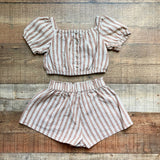 Rylee & Cru Brown and Tan Striped Short Set- Size 2-3 Y (sold as set)