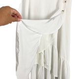 Allie Rose White Linen Blend Ruffle Button Wrap Skirt- Size S