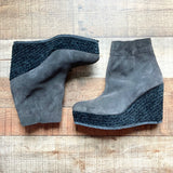 Cecelia New York Suede Wedge Platform Braided Jute Elastic Hold Boots- Size 37 (LIKE NEW)