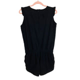 Albion Black Ruffle Sleeve Elastic Waist with Drawstring Romper- Size XS