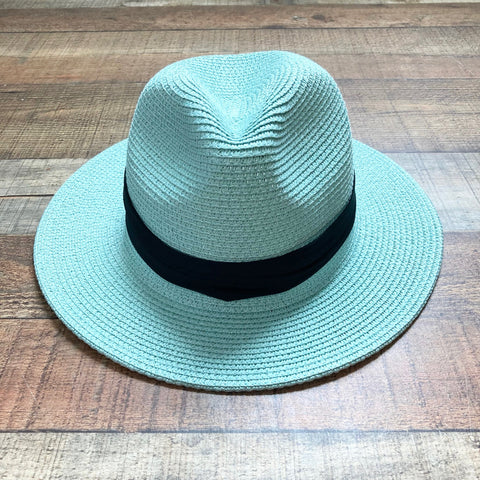 No Brand Mint Straw with Black Band Adjustable Fedora Hat