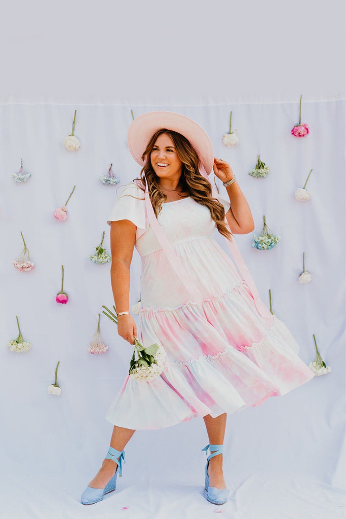 Ivy City Cotton Candy Smocked Bodice Tiered Midi Dress- Size M The Saved Collection Ivy City Cotton Candy Smocked Bodice Tiered Midi Dress- Size M The Saved Collection