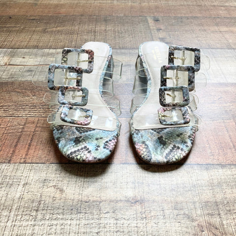 Cecelia New York Clear Strap Leather Lining Low Heel Sandals- Size 8 (LIKE NEW)