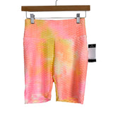 Sofia Active by Sofia Vergara Orange/Yellow/Pink Tye Dye Textured Butt Lifting Bike Shorts NWT- Size M