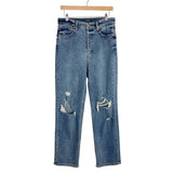 Wild Fable Medium Wash Distressed Straight Super High Rise Jeans- Size 10 (Inseam 30”)