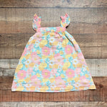 Angel Dear Pink/Orange/Green Floral Muslin Dress- Size 2T