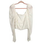 Abercrombie & Fitch Cream Smocked Back Puff Sheer Sleeve Blouse- Size XL (sold out online)