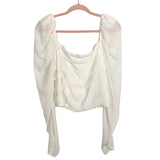 Abercrombie & Fitch Cream Smocked Back Puff Sheer Sleeve Blouse- Size XL (sold out online)