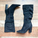 Shu Shop Black Suede Slouchy Boots- Size 8.5 (see notes)