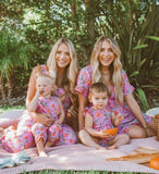 Show Me Your Mumu Pink Floral Print V-Neck Ruffle Dress- Size S