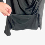 No Brand Black with Ruched Side and Asymmetrical Hem Faux Wrap Dress- Size XL