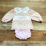 Ann + Reeves Floral Smocked Harper Dress with Bloomers- Size 18M