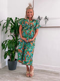 Palms Away Jungle Print Button Up Belted Dress- Size S