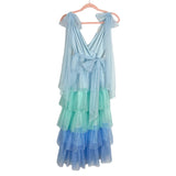 AURA Blue and Green Tulle Tiered Belted Dress- Size S (sold out online)
