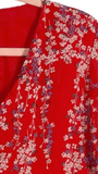 No Brand Red with Floral Pattern Ruffle Dress- Size XL (see notes)